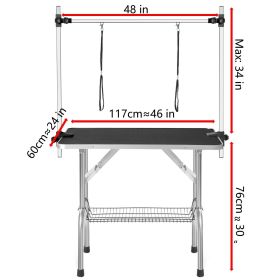 46in Professional Dog Pet Grooming Table Large Adjustable Heavy Duty Portable w/Arm & Noose & Mesh Tray (Color: Grooming Table, size: 46in)