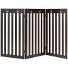 36 Inch Folding Wooden Freestanding Pet Gate Dog Gate with 360�� Flexible Hinge